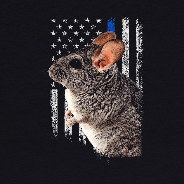 Chinchilla American Flag Whispers, Tee Triumph for Furry Fans by Gamma-Mage